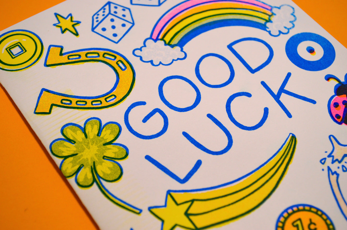 Good Luck Lucky Items Risograph Greeting Card