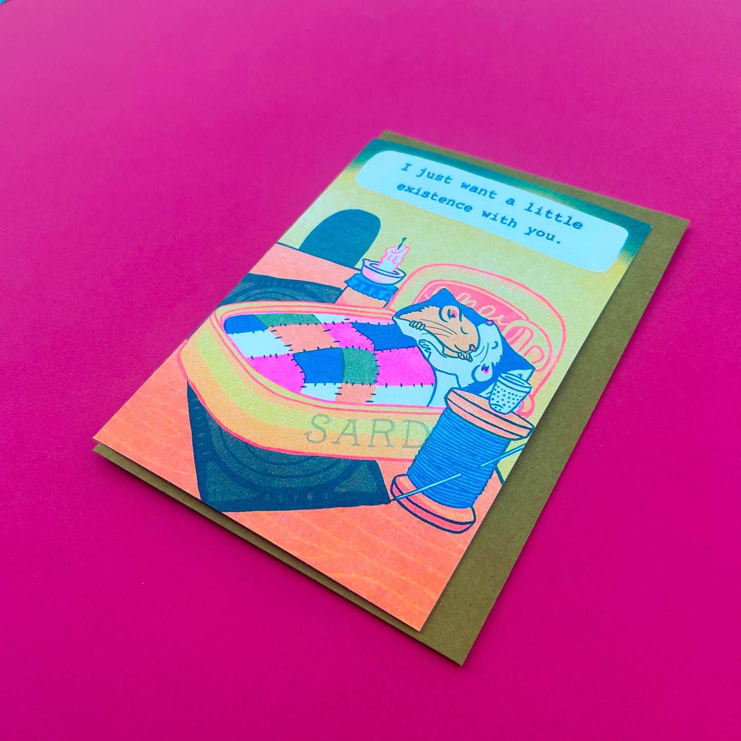 Little Existence Cute Mice Risograph Greeting Card