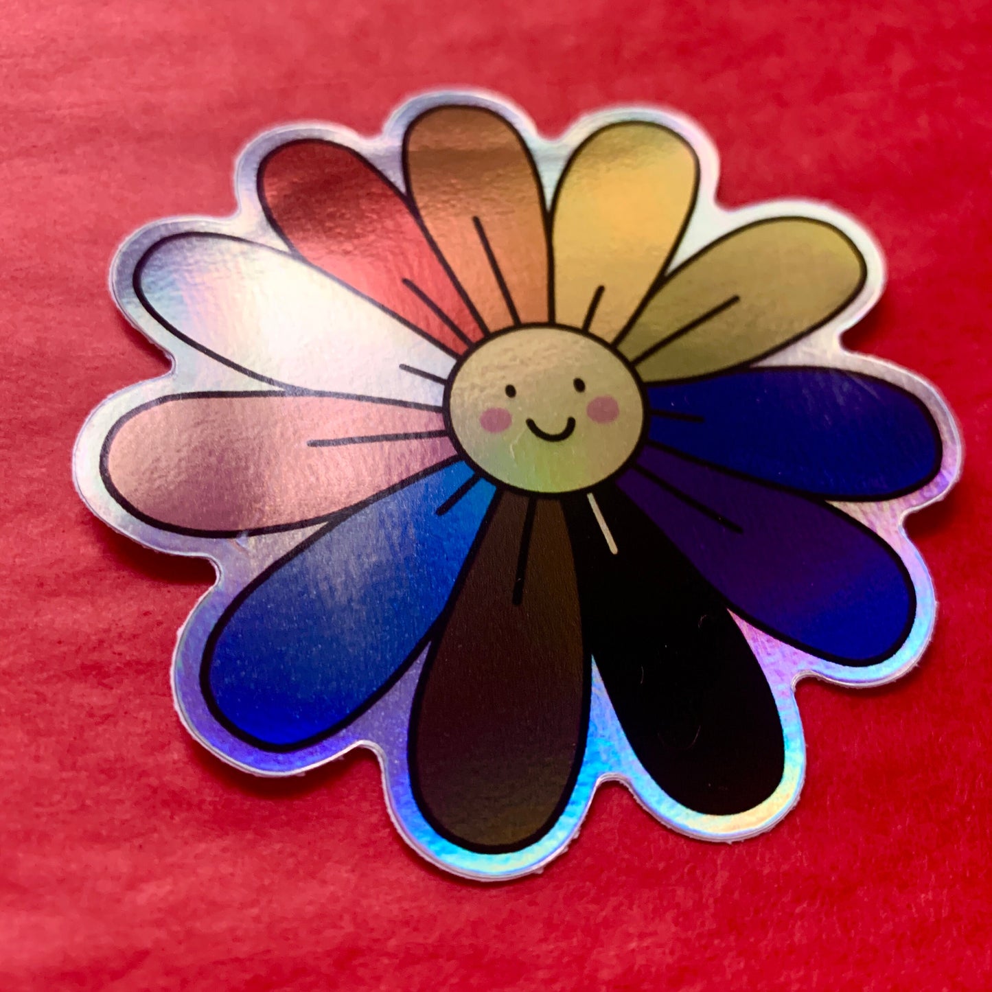 Holographic Pride Flag, Rainbow LGBT+ Daisy Vinyl Sticker