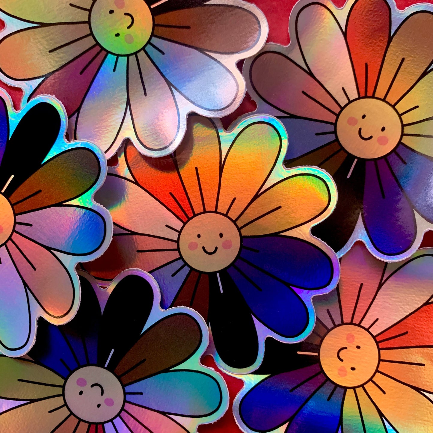 Holographic Pride Flag, Rainbow LGBT+ Daisy Vinyl Sticker