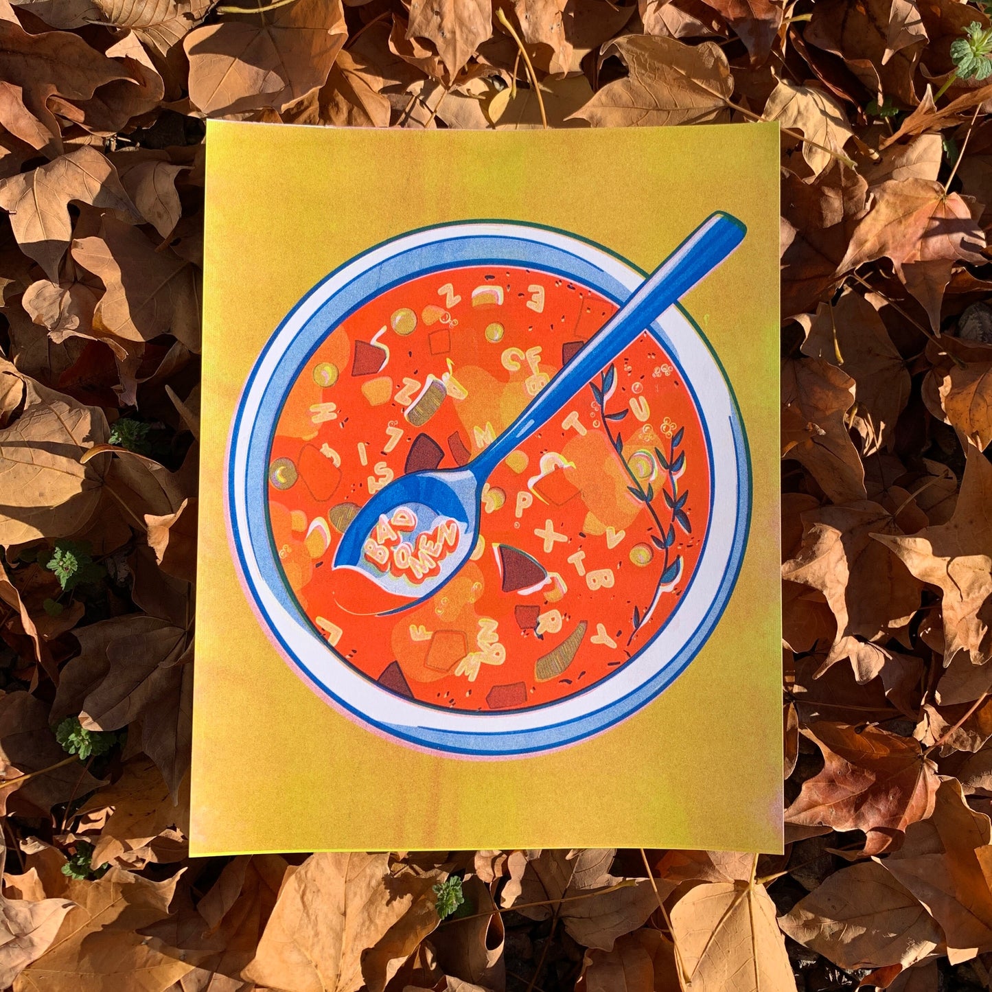 Bad Omen Alphabet Soup Risograph Print 8x10