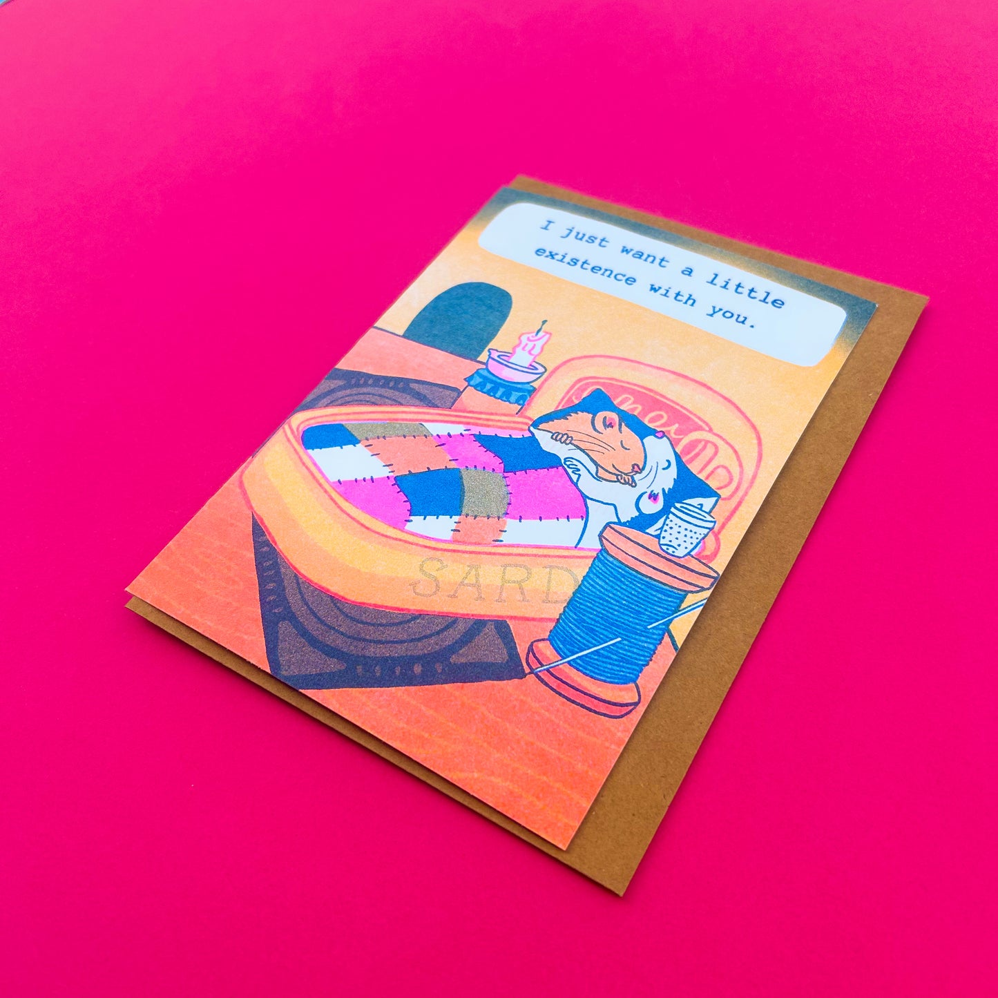 Little Existence Cute Mice Risograph Greeting Card