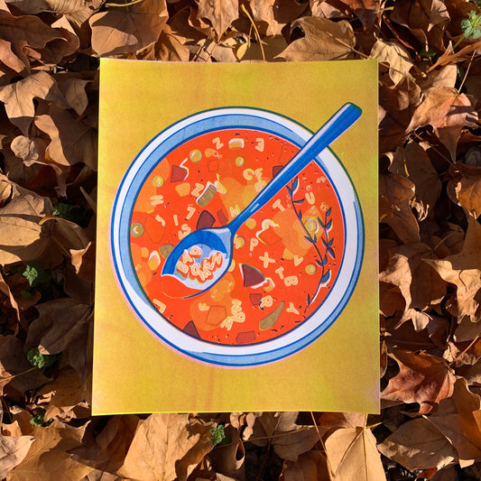 Bad Omen Alphabet Soup Risograph Print 8x10